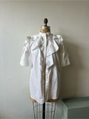Givenchy White Collared Shirt with Logo Tag